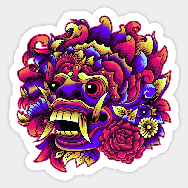 Barong Balinese Mask Sticker by Marciano Graphic